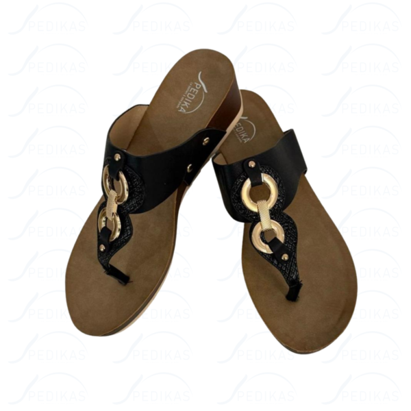 Sandales Compensées en Simili Cuir noir