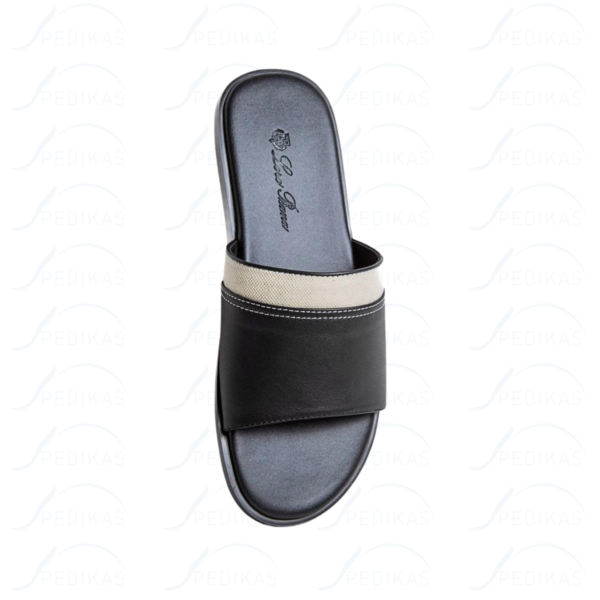 Sandales en Cuir Noir et Beige