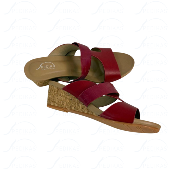 Sandales Compensées en Simili Cuir rouge