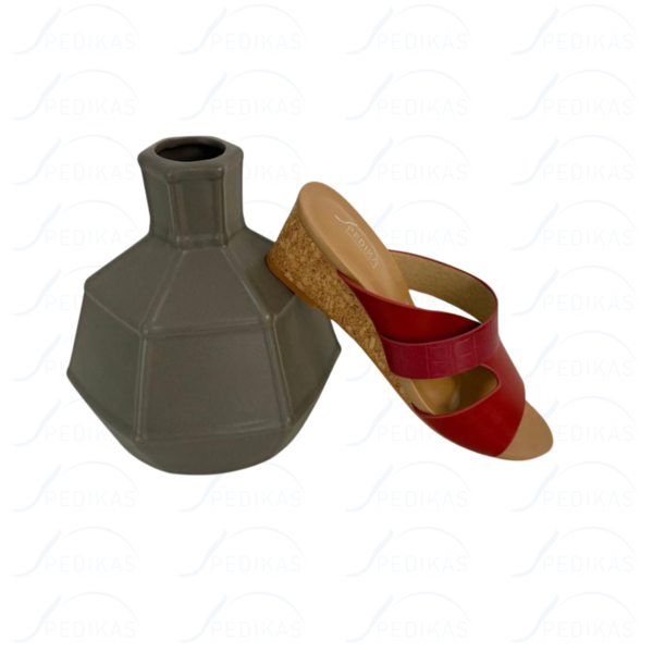Sandales Compensées en Simili Cuir rouge