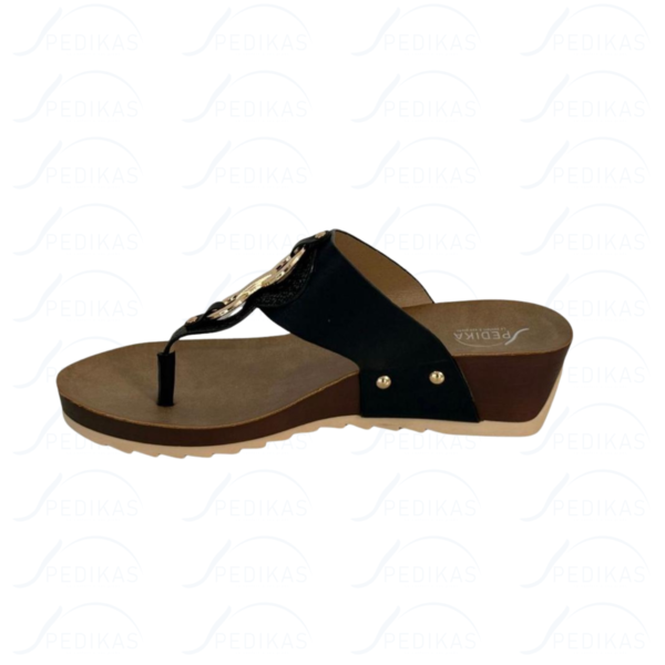 Sandales Compensées en Simili Cuir noir